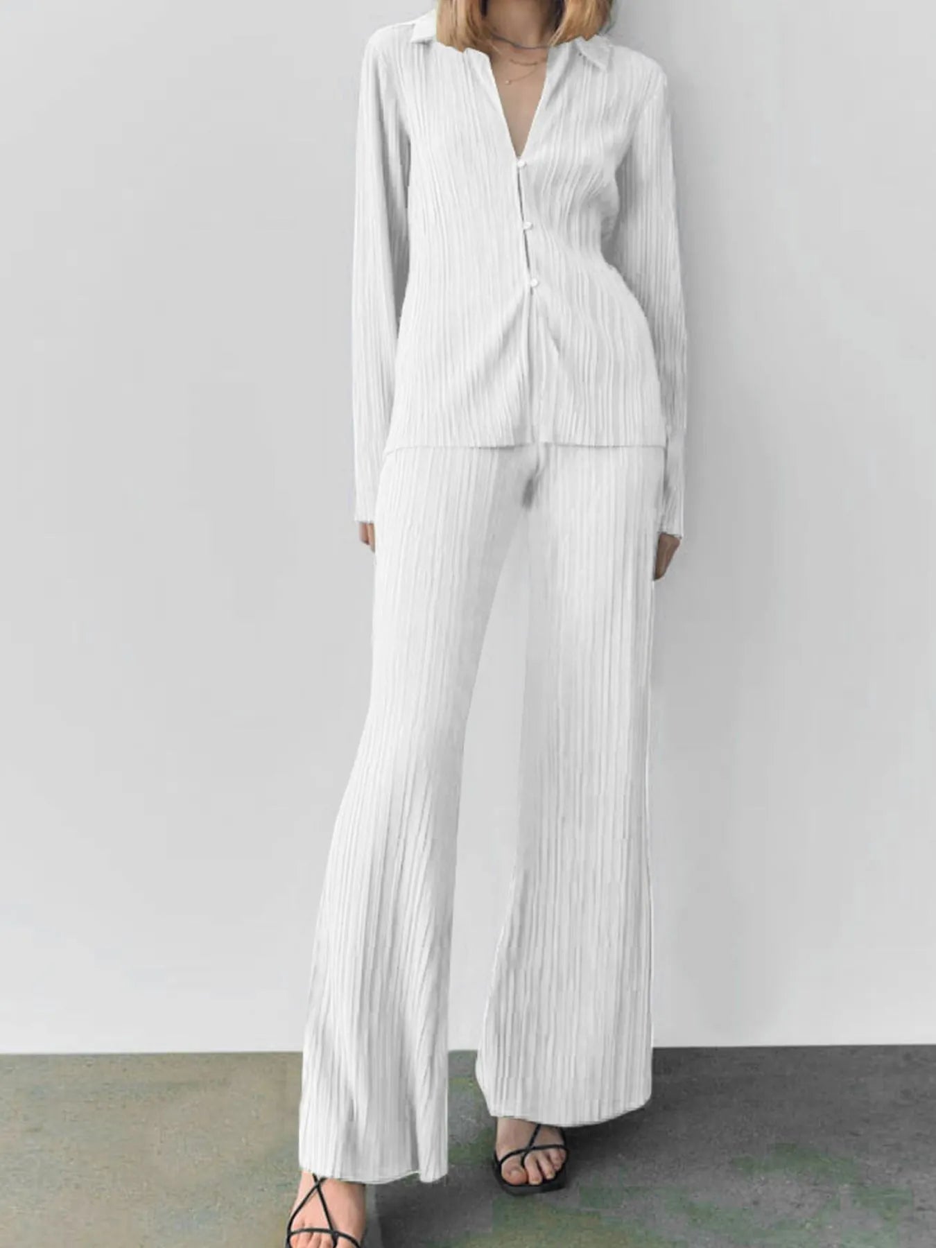Hazel Blues® |  Texture Long Sleeve Top and Pants Lounge Set
