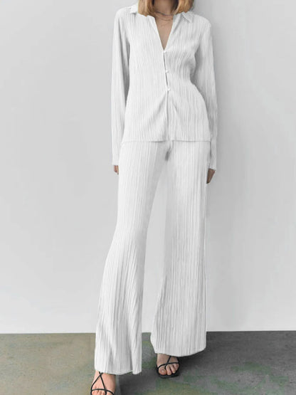 Hazel Blues® |  Texture Long Sleeve Top and Pants Lounge Set
