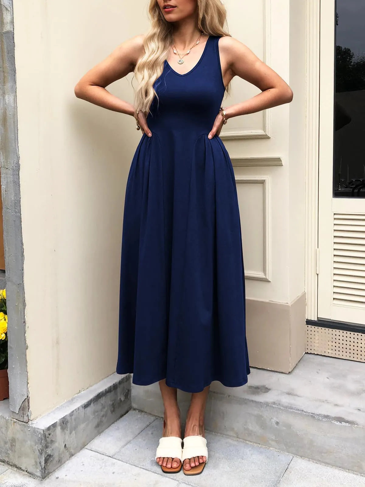 Hazel Blues® |  V-Neck Midi Tank Dress
