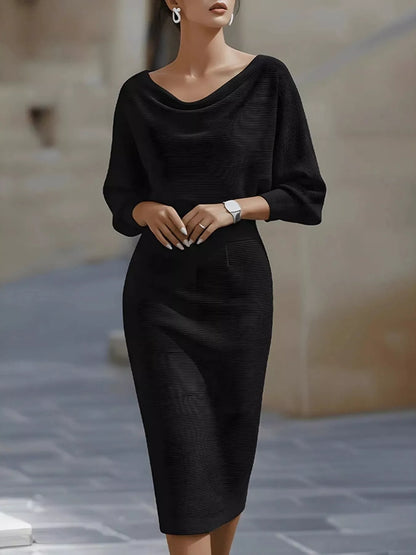 Hazel Blues® |  Cowl Neck Knit Bodycon Dress