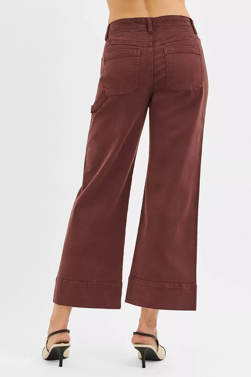 Hazel Blues® |  RISEN Tummy Control High Rise Crop Wide No Waist Band Pants