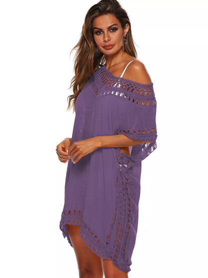Hazel Blues® | Crochet Trim V-Neck Cover-Up Dress