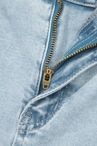 Hazel Blues® |  Beau Blue Frayed Cropped Straight Jeans