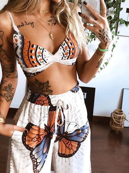 Hazel Blues® |  Boho Butterfly Print Top and Pants Set