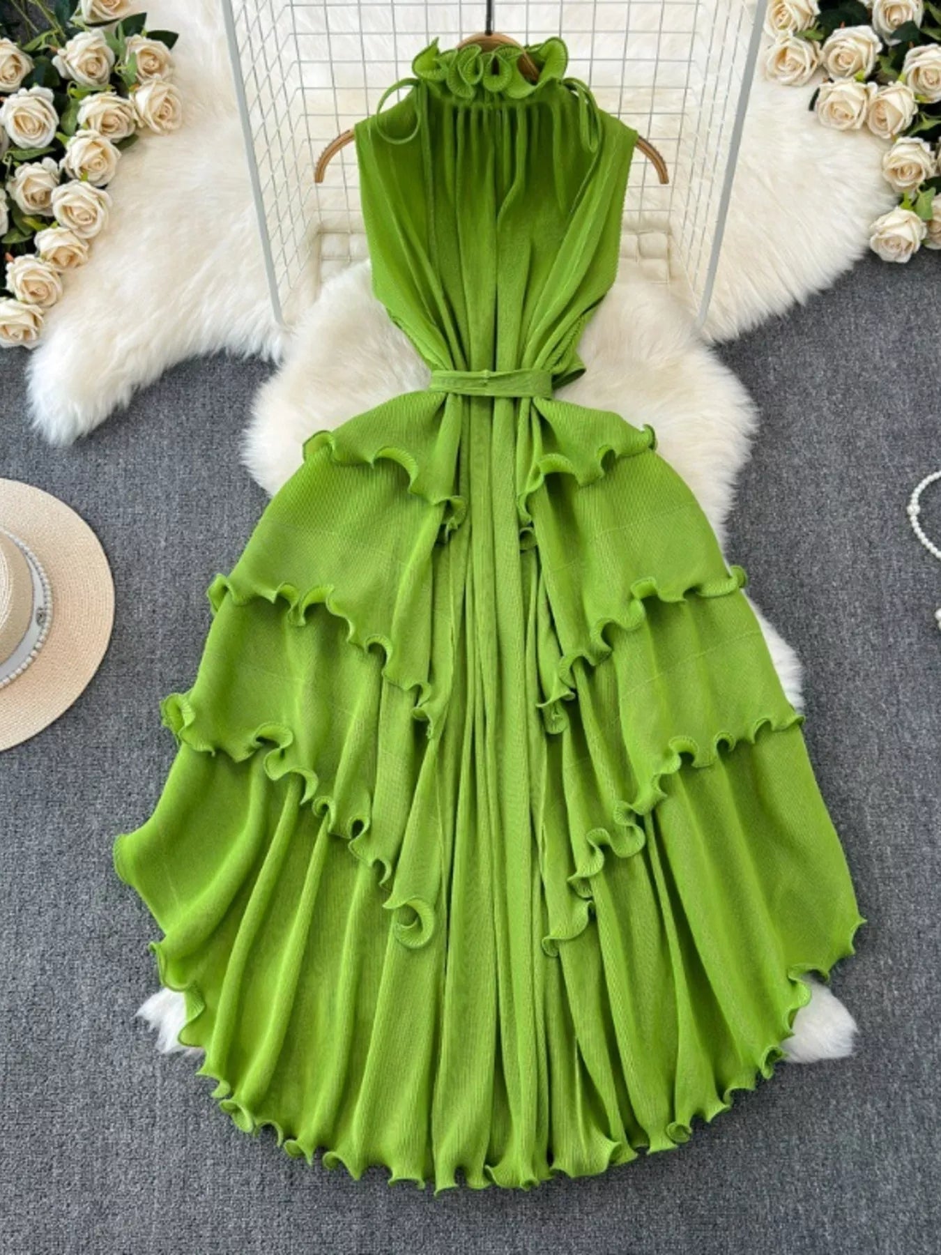 Hazel Blues® |  Ruffled Tiered Sleeveless Midi Dress