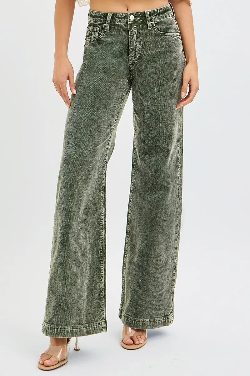 Hazel Blues® | RISEN High Rise Wide Leg Corduroy Jeans