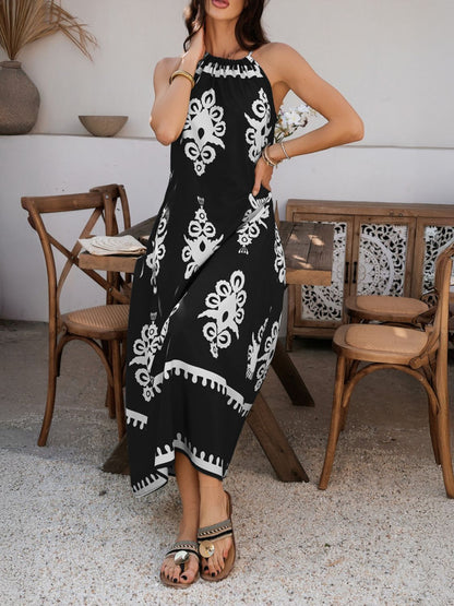Hazel Blues® |  Devine Grecian Neck Printed Maxi Dress