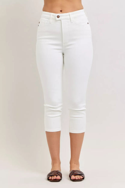 Hazel Blues® |  Judy Blue High Waist Extended Waistband Capri Pants with Spade Pockets