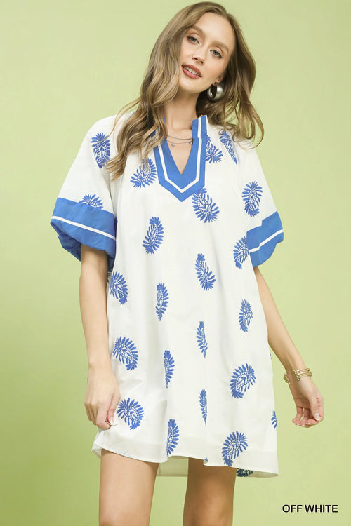 Hazel Blues® |  Umgee Paisley Embroidered Boho Mini Dress