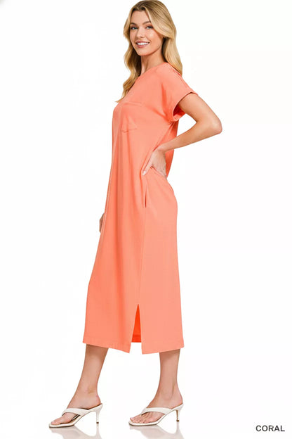 Hazel Blues® |  Zenana Round Neck Short Sleeve Midi Dress