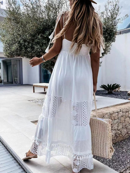 Hazel Blues® | Bohemian Crochet Trimmed Cami Dress with Tassel Trim