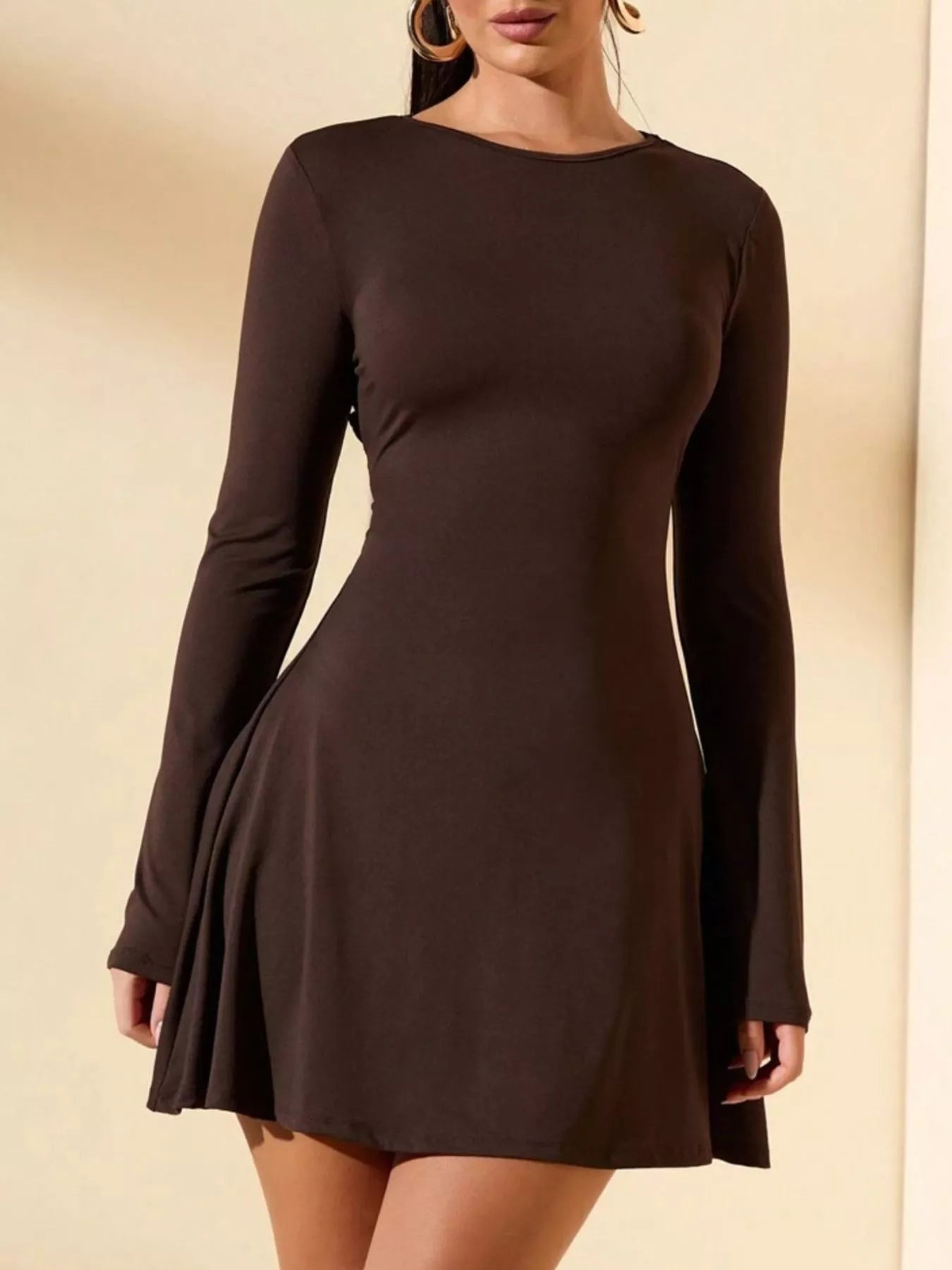 Hazel Blues® |  Round Neck Long Sleeve Mini Dress