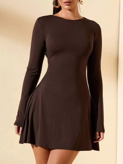 Hazel Blues® |  Round Neck Long Sleeve Mini Dress
