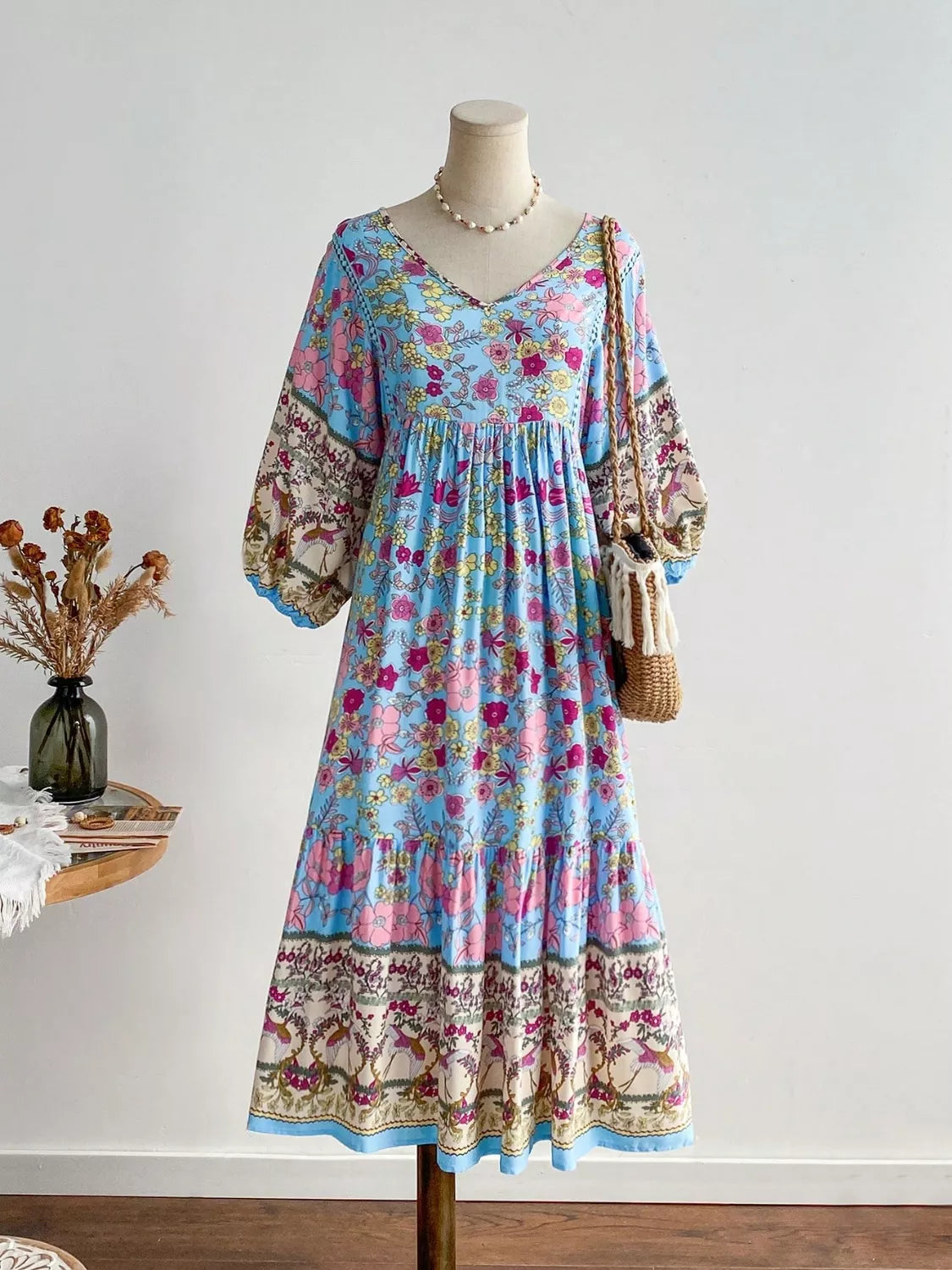 Hazel Blues® | Floral Print V-Neck Dress
