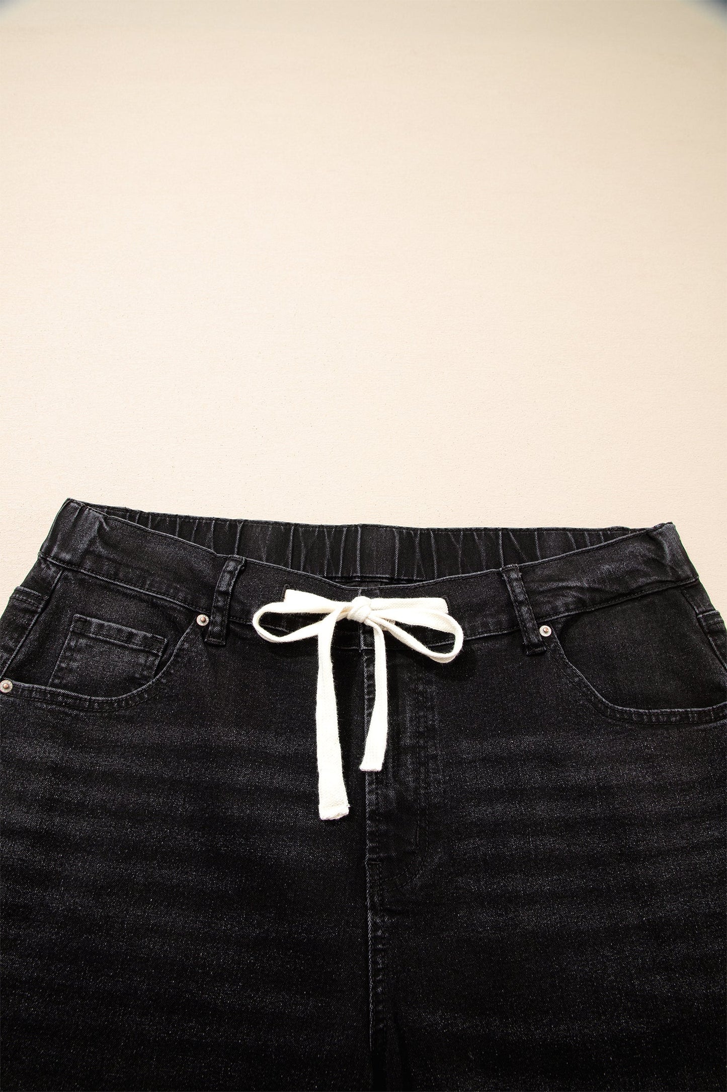 Hazel Blues® | Blue Acid Wash Contrast Lace-up Jeans