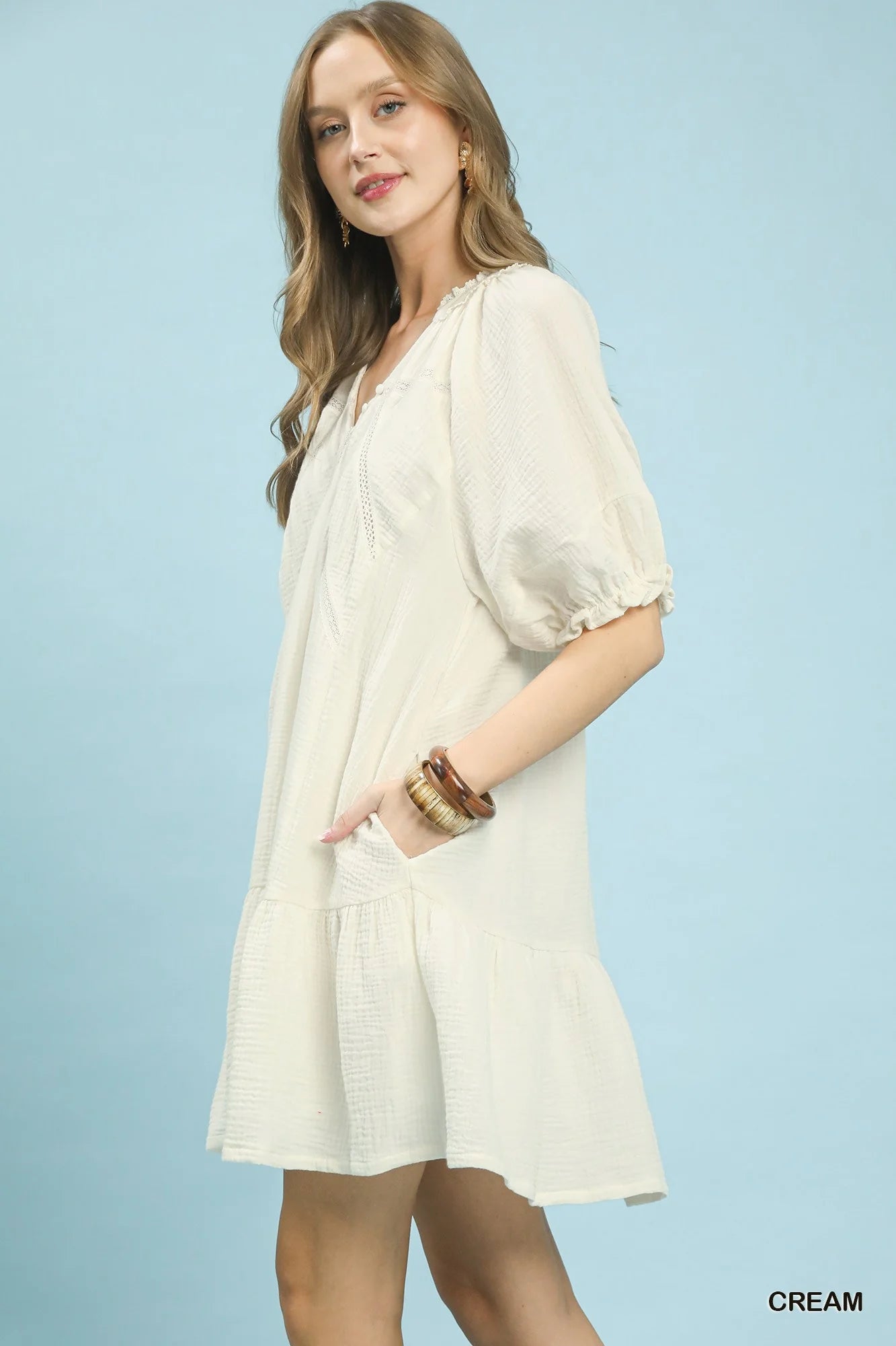 Hazel Blues® |  Umgee Cotton Gauze Mini Dress