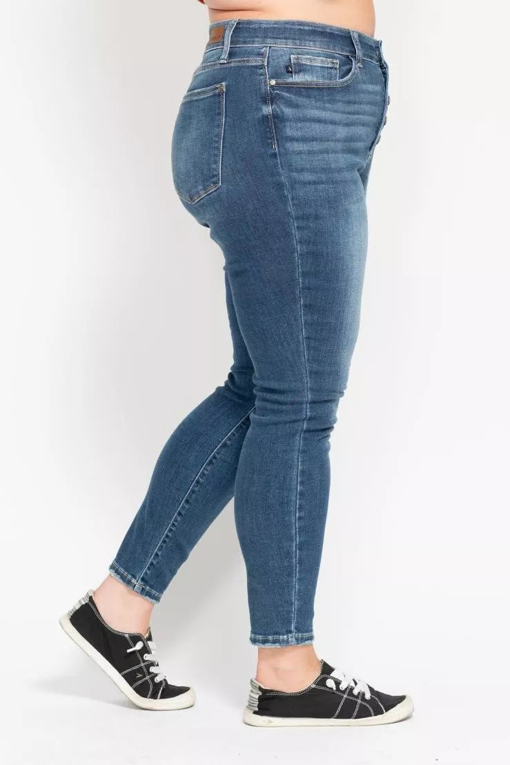 Hazel Blues® | Judy Blue High Rise Button Fly Skinny Jeans