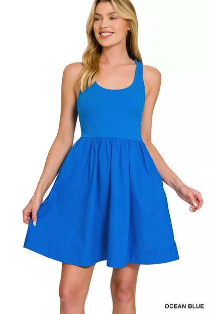 Hazel Blues® |  Zenana Combined Knit & Woven Midi Dress