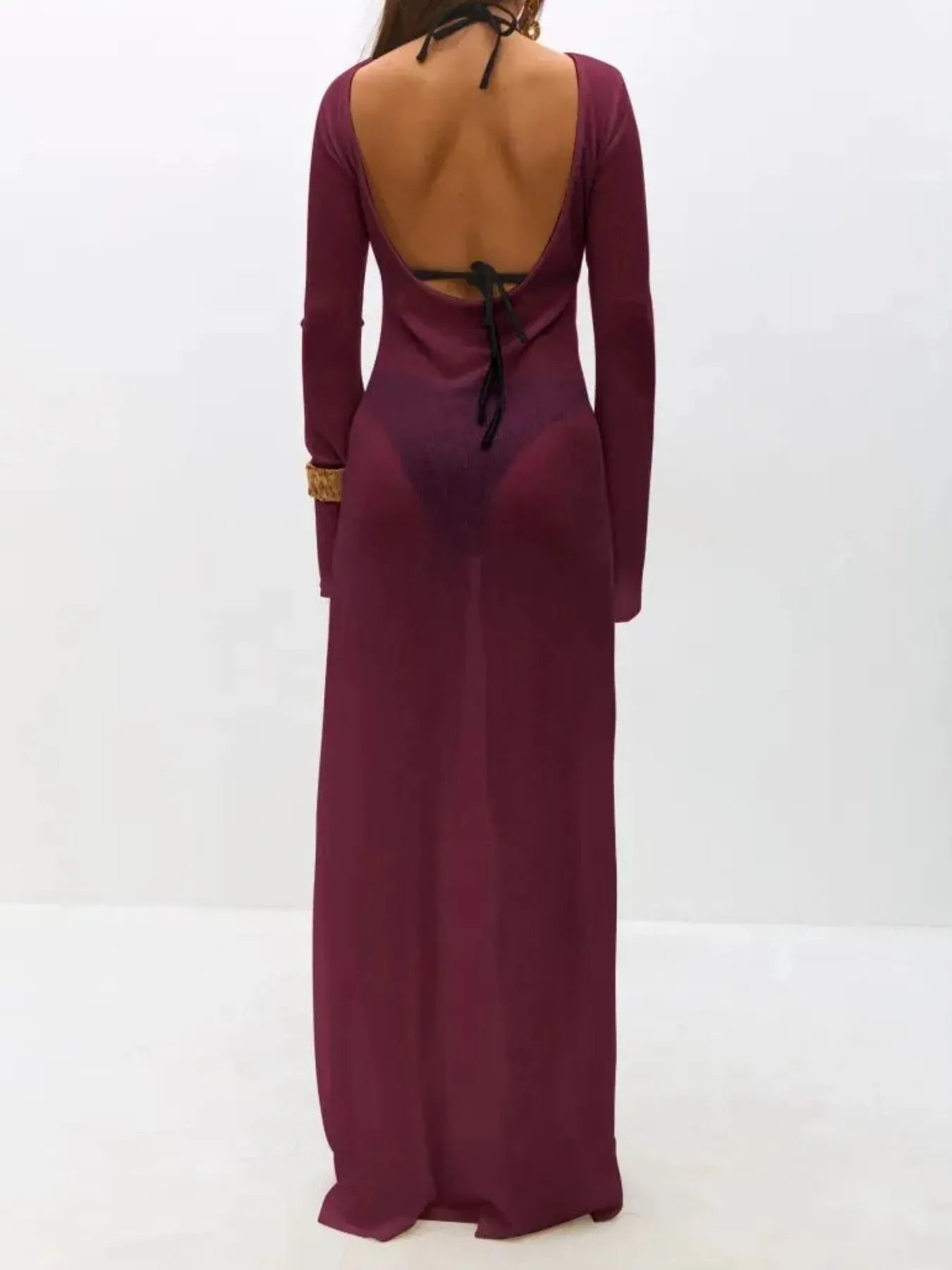 Hazel Blues® | Backless Long Sleeve Maxi Cover-Up