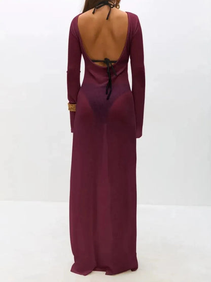 Hazel Blues® | Backless Long Sleeve Maxi Cover-Up