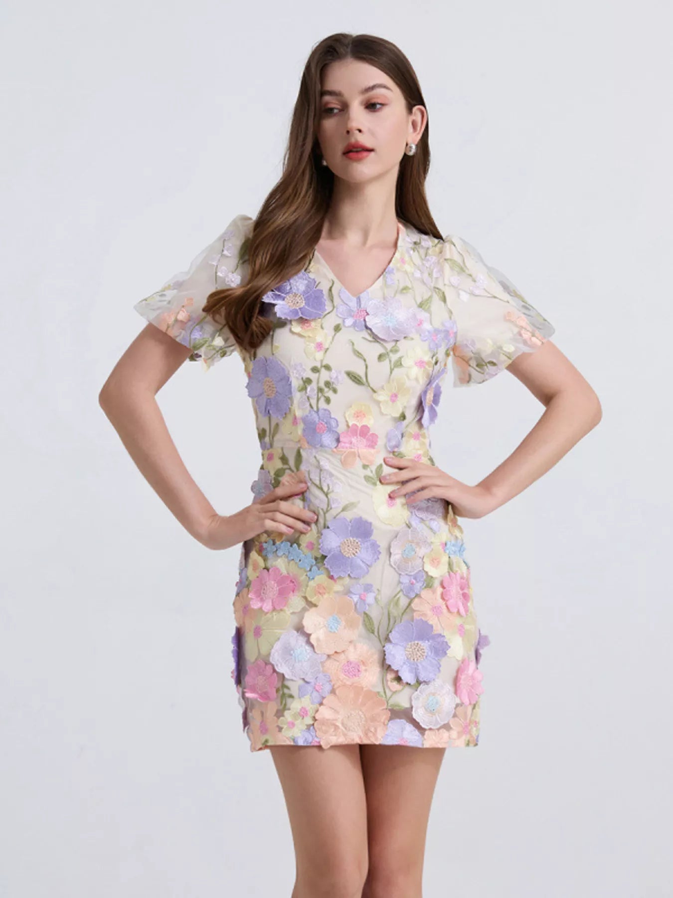 Hazel Blues® |  Floral Puff Sleeve Mini Dress