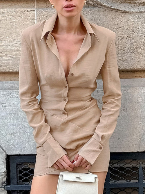 Hazel Blues® |  Button Front Long Sleeve Shirt Dress