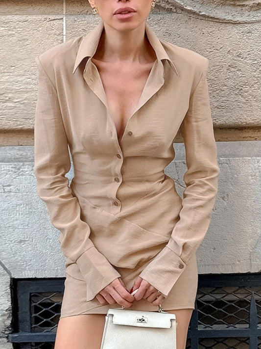 Hazel Blues® |  Button Front Long Sleeve Shirt Dress