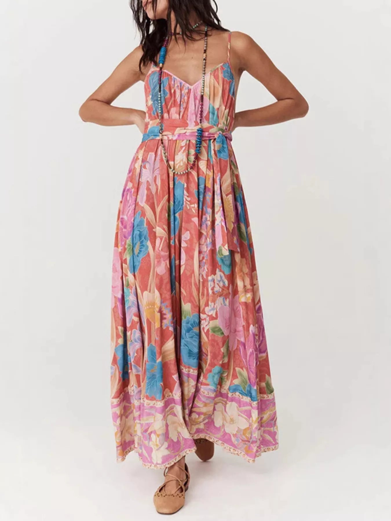 Hazel Blues® |  Floral Print Spaghetti Strap Maxi Dress
