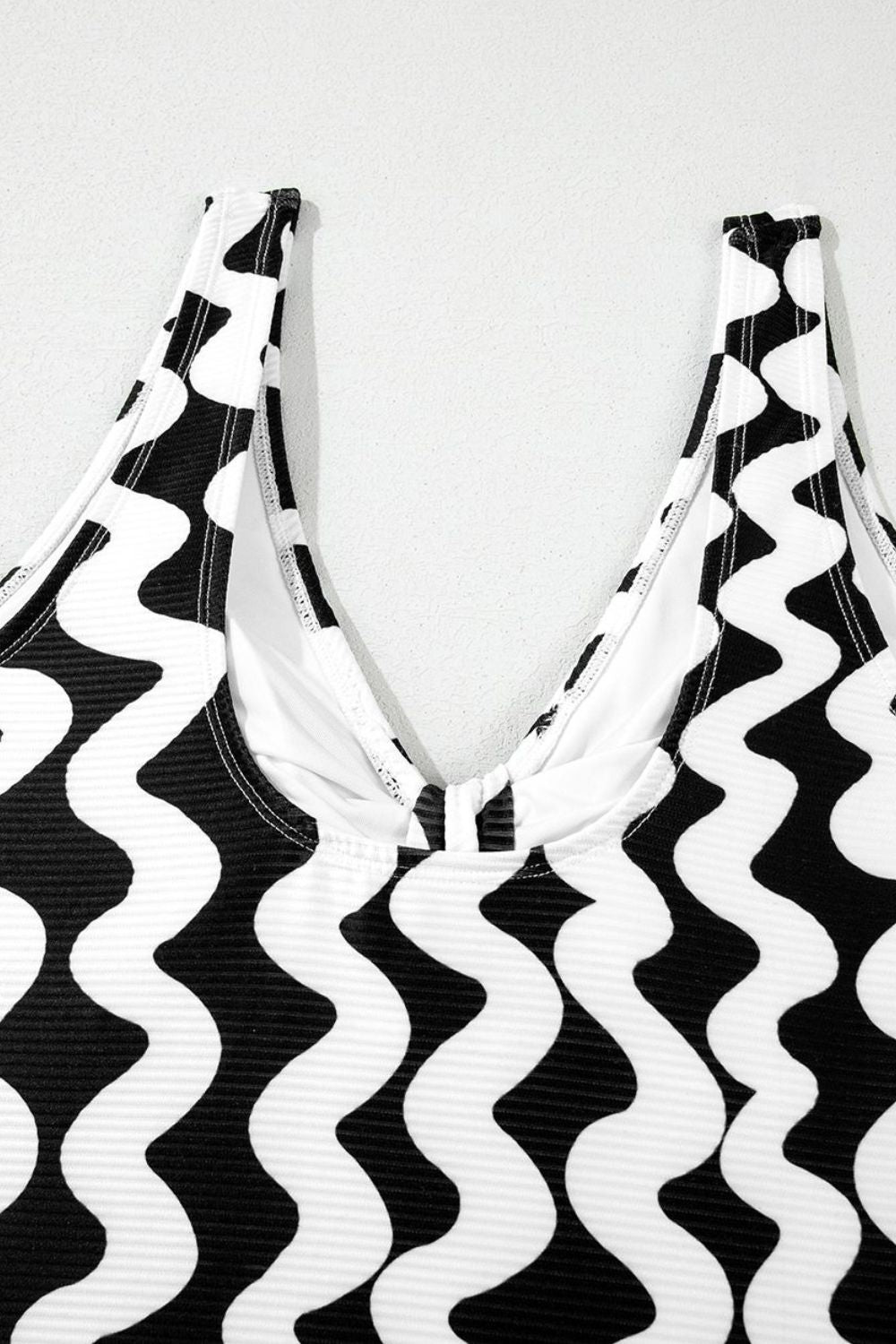 Hazel Blues® | Tied Front Contrast Striped One-Piece Swimsuit