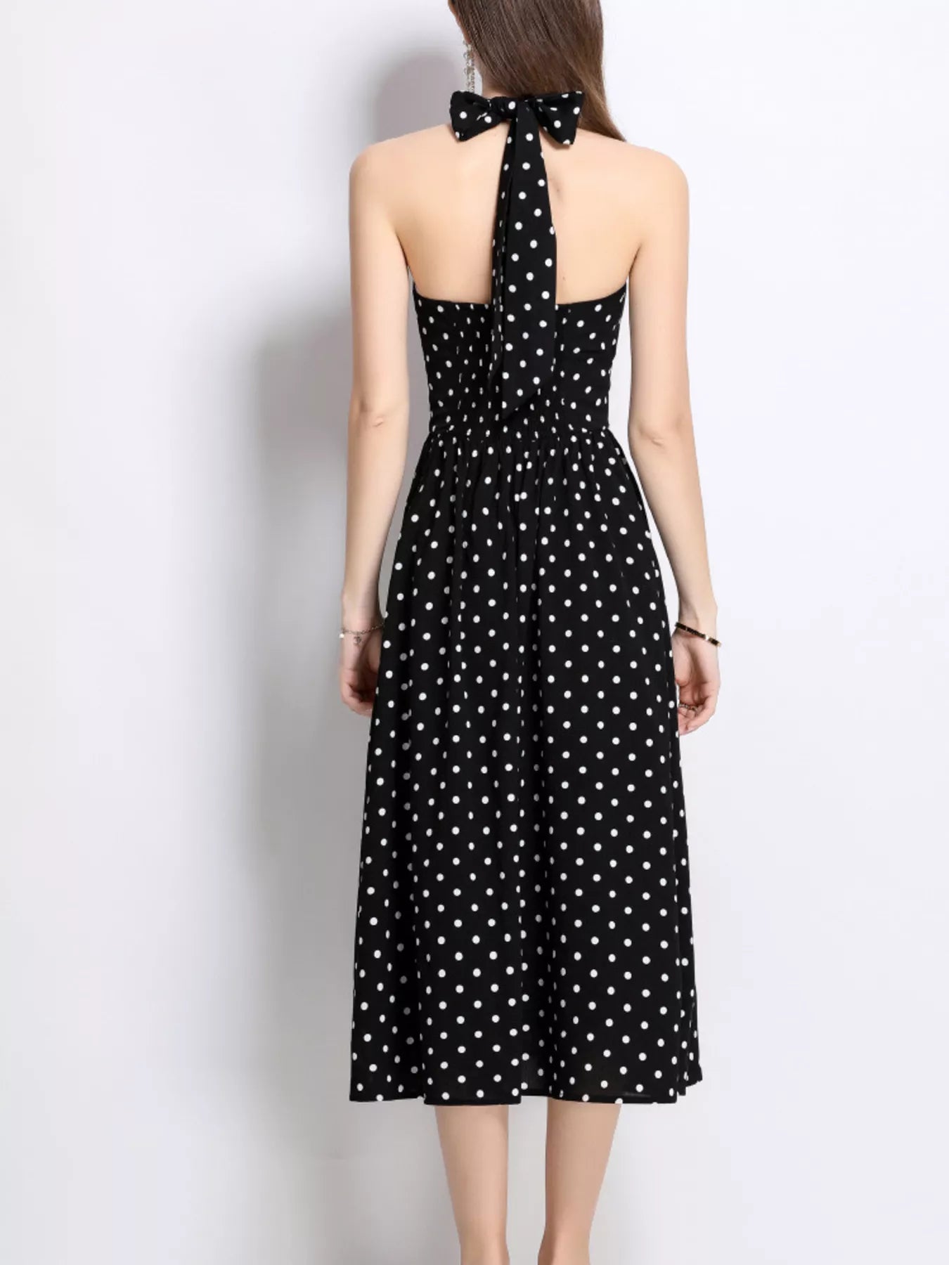 Hazel Blues® |  Polka Dot Halter Neck Midi Dress