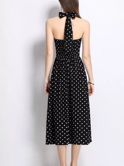 Hazel Blues® |  Polka Dot Halter Neck Midi Dress