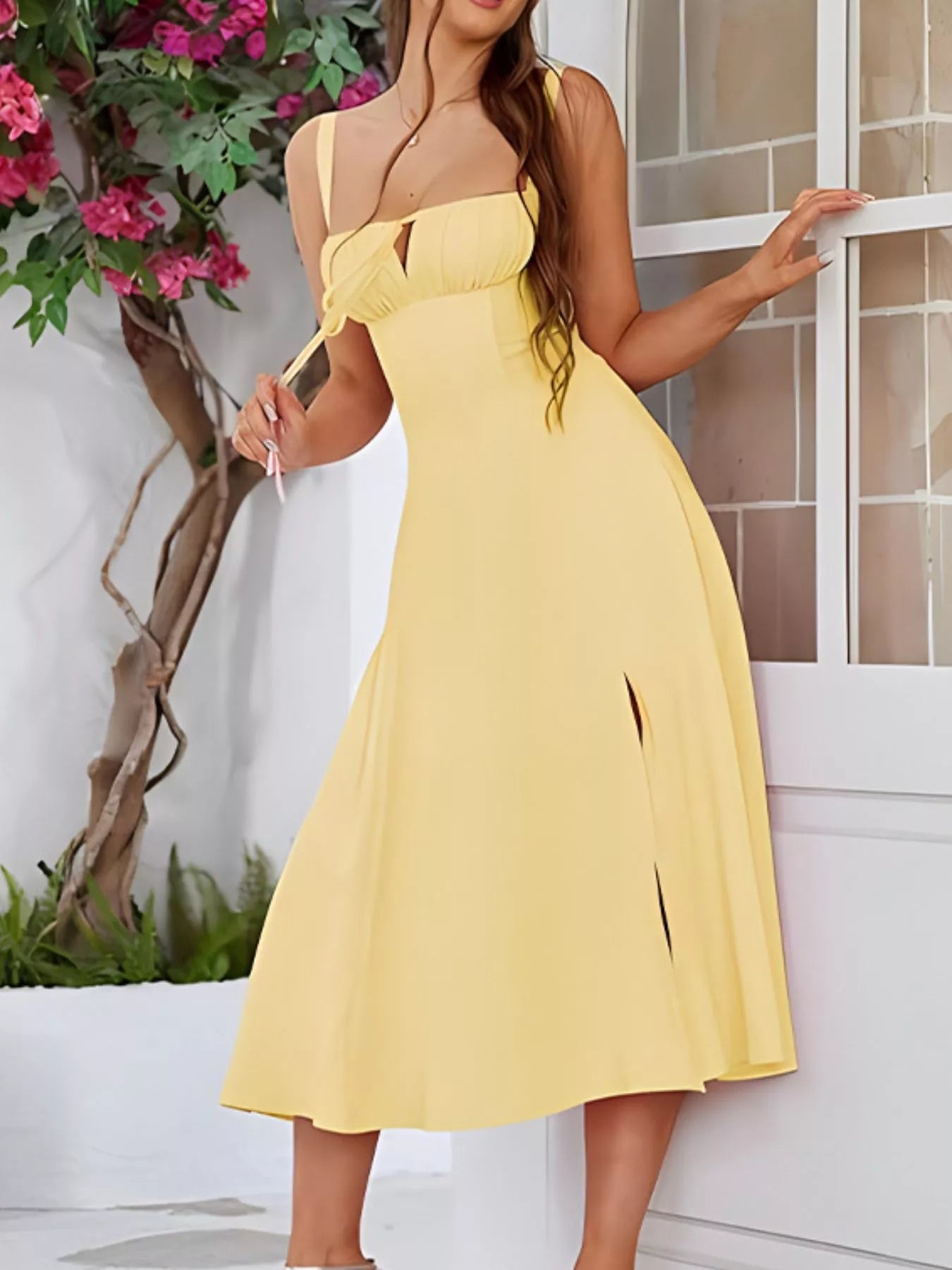 Hazel Blues® |  Tie-Front A-Line Midi Dress