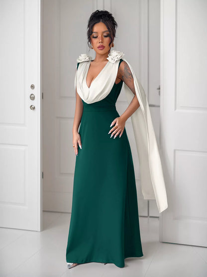 Hazel Blues® |  Floral Applique Two Tone Maxi Dress