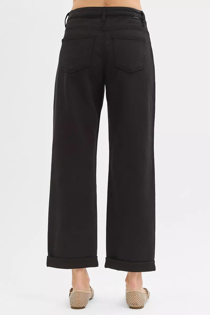 Hazel Blues® |  RISEN Tummy Control Mid Rise Ankle Barrel Relaxed Baggy