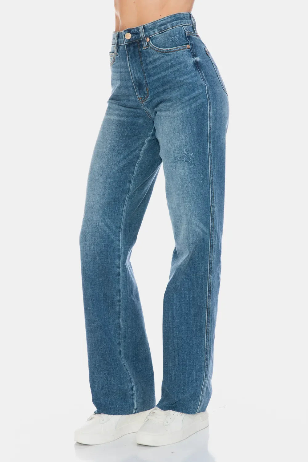 Hazel Blues® |  Judy Blue Tummy Control Cut Raw Hem Straight Jeans