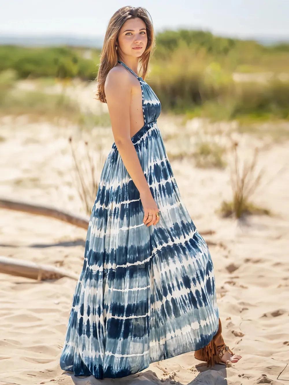 Hazel Blues® |  Tie-Dye Halter Neck Dress