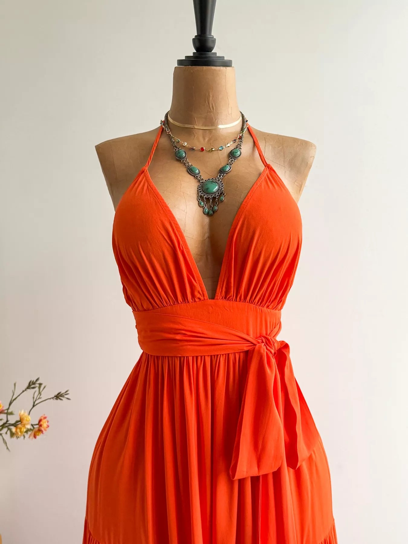 Hazel Blues® |  Halter Neck Tiered Dress