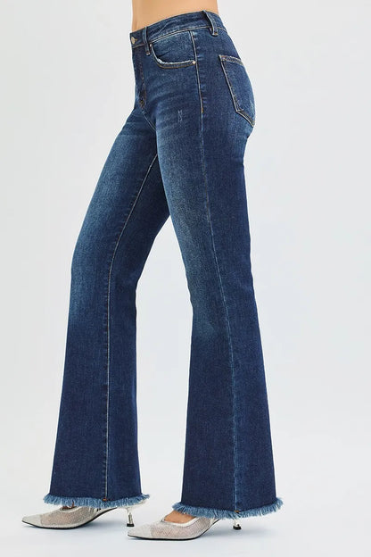Hazel Blues® | RISEN Tummy Control Mid Rise Flare Jeans