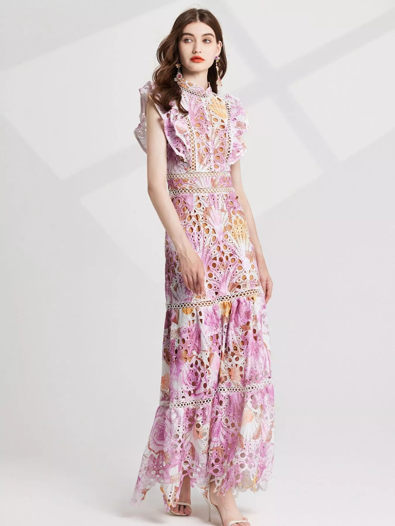 Hazel Blues® |  Floral Lace Detail Maxi Dress
