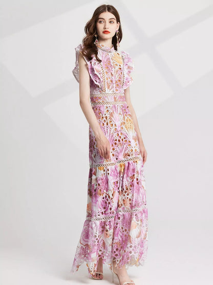 Hazel Blues® |  Floral Lace Detail Maxi Dress