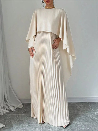 Hazel Blues® |  Cape Pleated Maxi Dress
