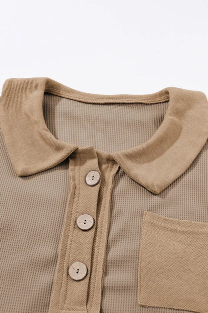 Hazel Blues® |  Waffle Knit Button Front Dress