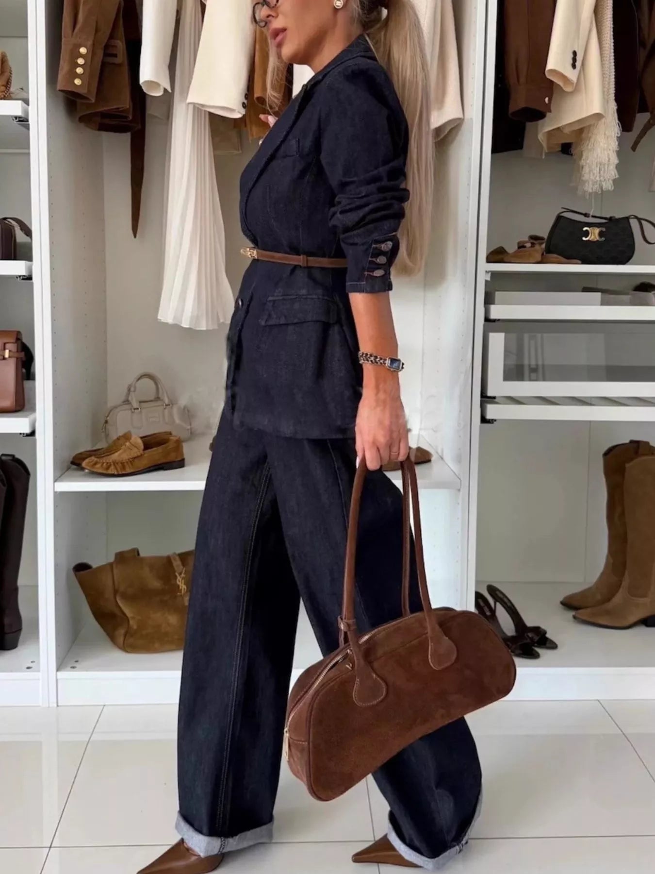Hazel Blues® |  Single-Breasted Blazer and Jeans Denim Set