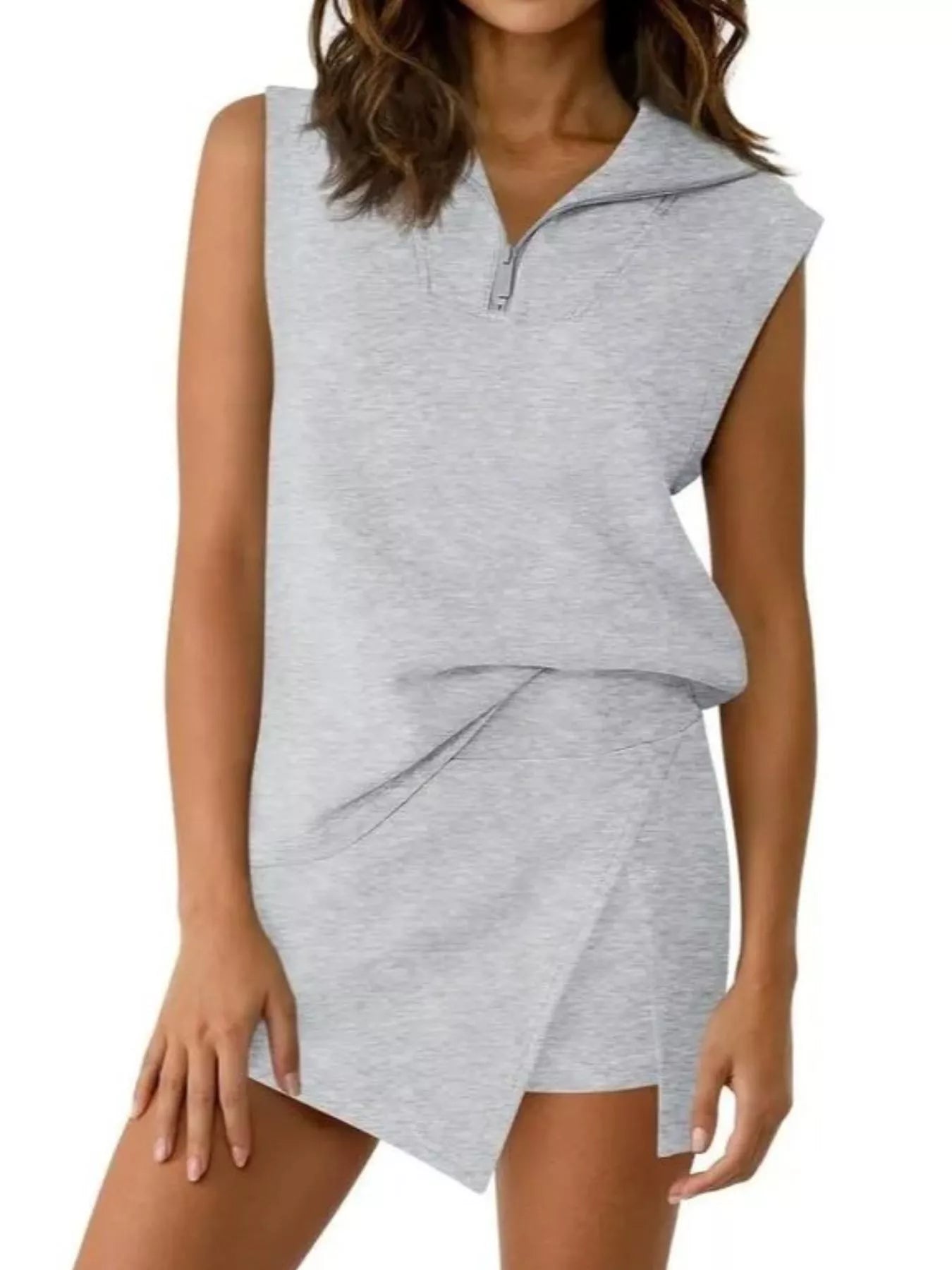 Hazel Blues® |  Quarter Zip Top and Skort Set