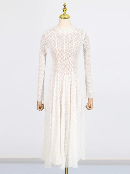 Hazel Blues® |  Lace Mock Neck Long Sleeve Maxi Dress