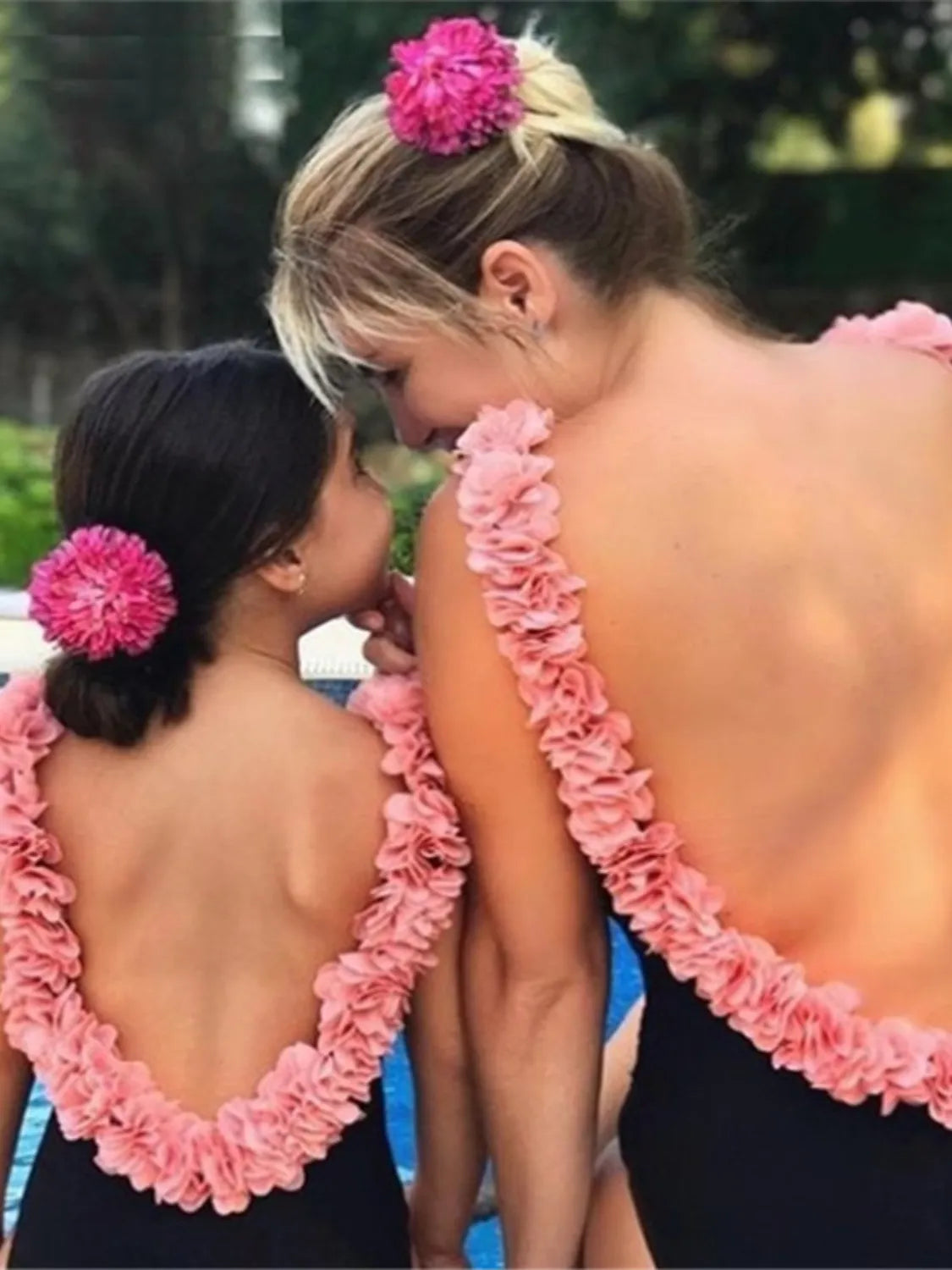 Hazel Blues® | Mommy&Me Backless Petal Strap One Piece Swimsuit