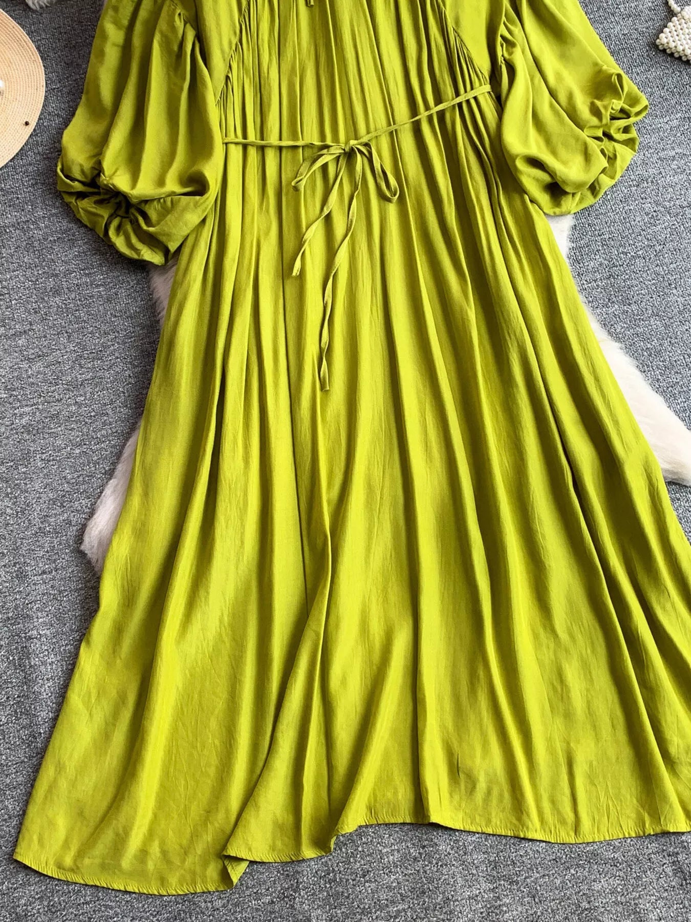 Hazel Blues® |  Balloon Sleeve Tie-Waist Dress