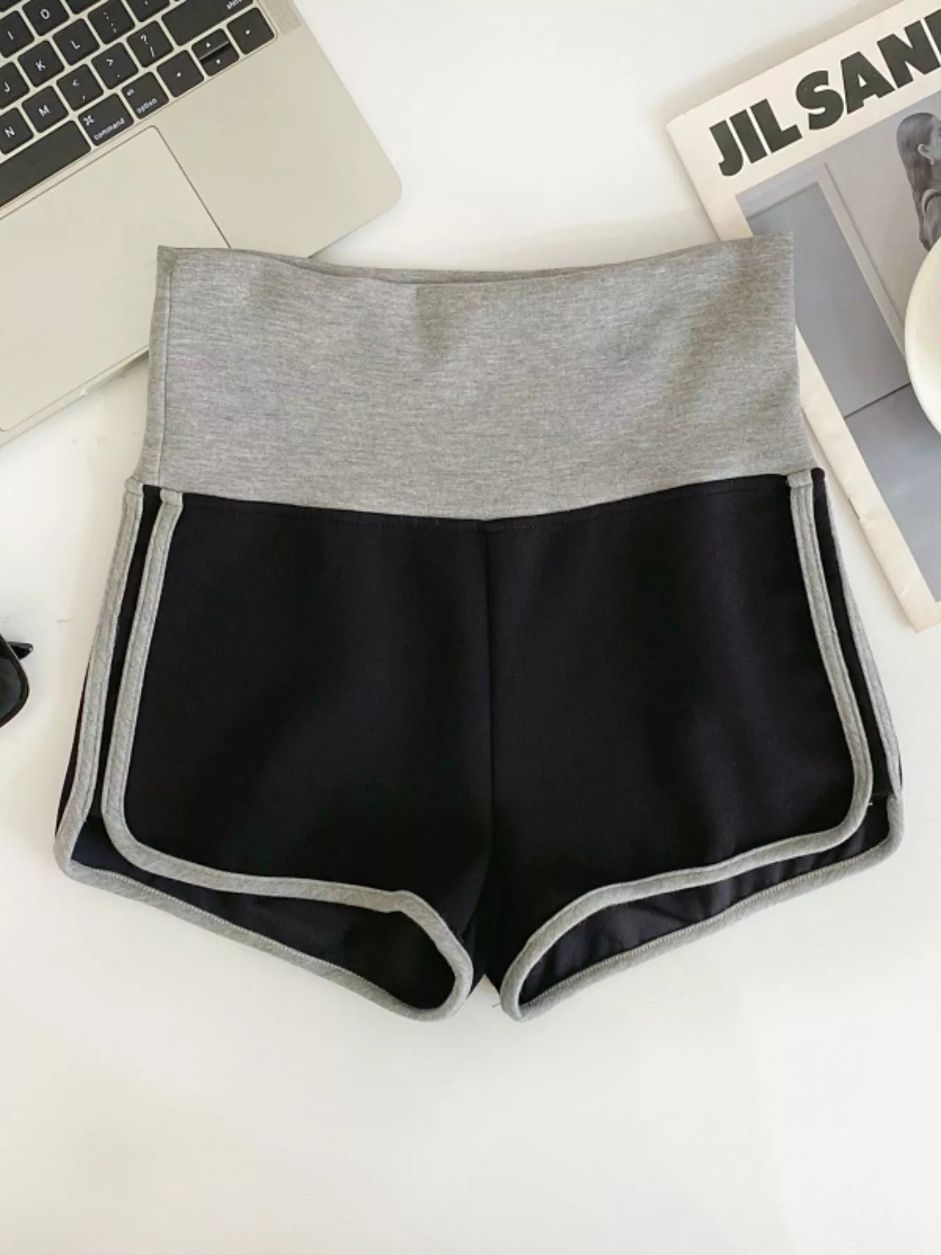 Hazel Blues® |  High Waist Contrast Trim Shorts