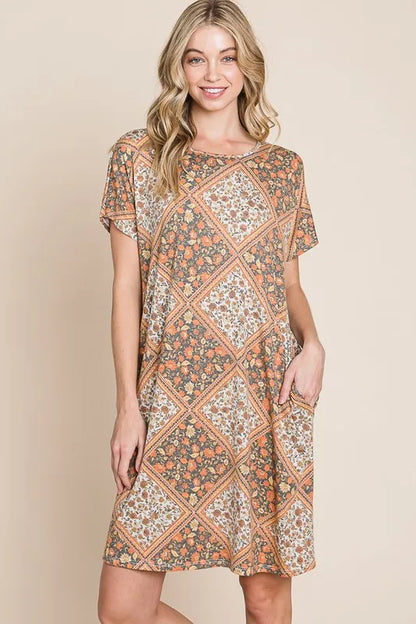 Hazel Blues® |  BOMBOM Multicolored Leaves Jacquard Dress