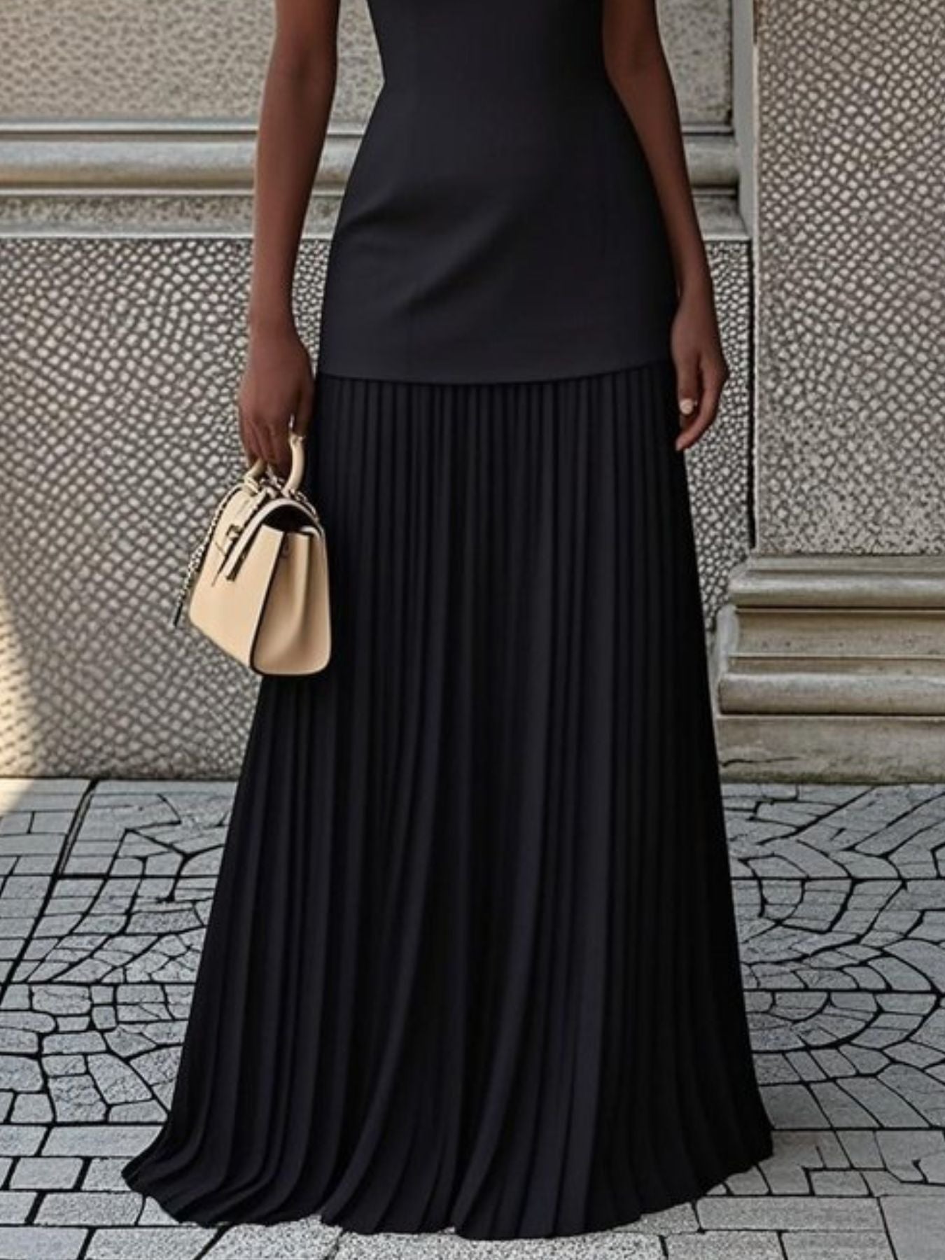 Hazel Blues® | Sleeveless Top and Pleated Maxi Skirt Set